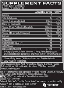 Cellucor C4 Extreme Pre-Workout Supplement facts