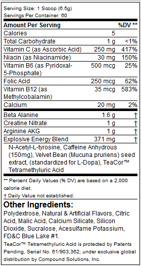 Cellucor C4 Extreme Pre-Workout Supplement Facts