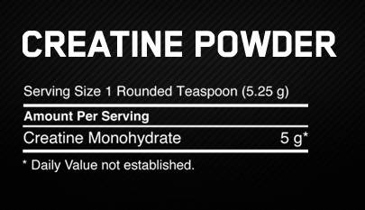 Optimum Nutrition Creatine Powder Supplement Facts