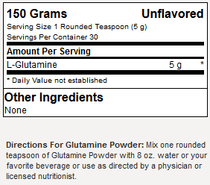 Optimum Nutrition Glutamine Powder Supplement Facts