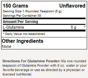 Optimum Nutrition Glutamine Powder Supplement Facts