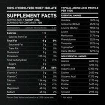 NAR Labs Hydrolysed Whey Isolate 2lbs Supplement Facts