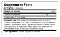 on creatine 2500 supp facts 200cp