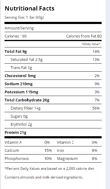 quest bars supp facts